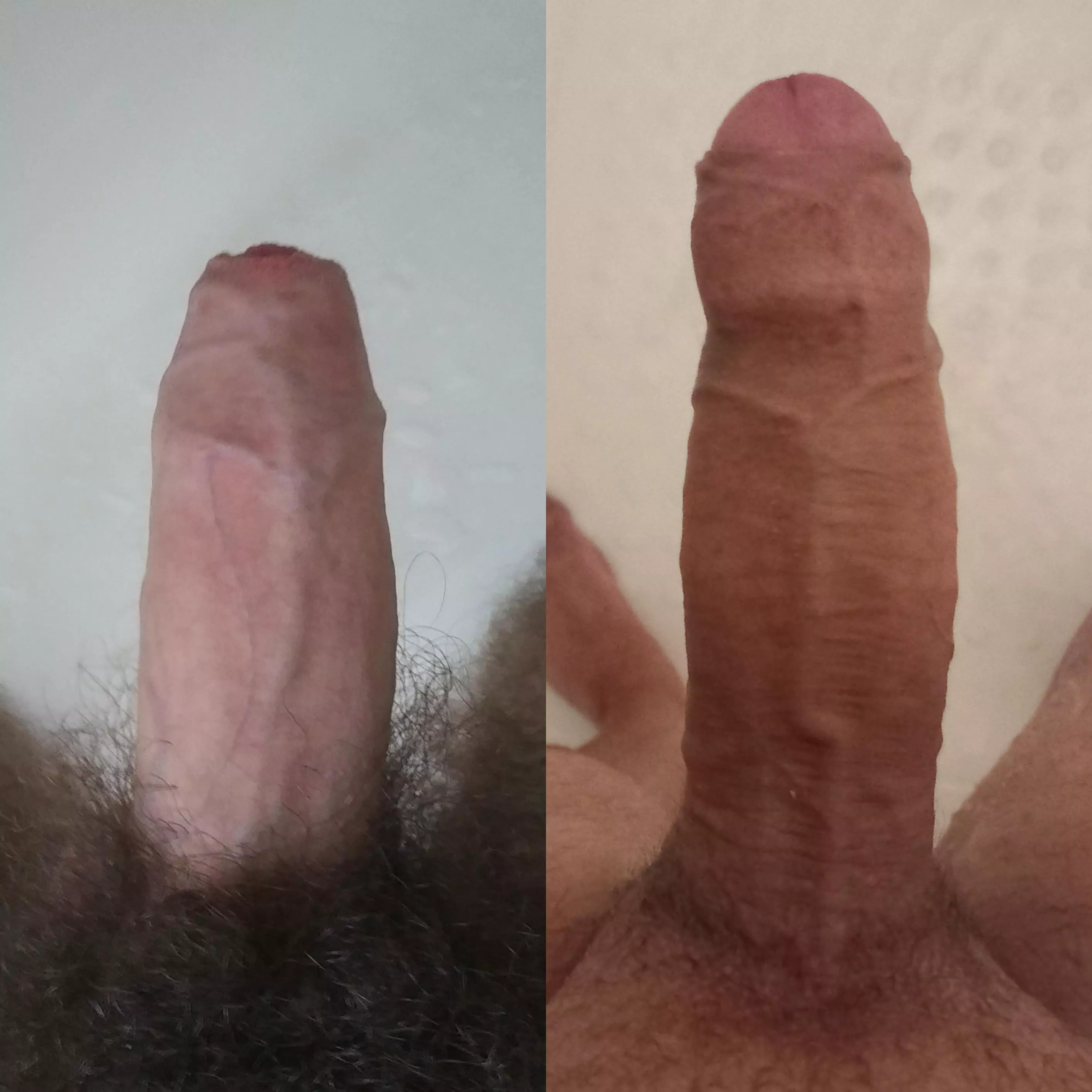 @halfman500's 5-6 inch cock (left) compared to my 7 inch (right) which one do you prefer? Leave a comment! posted by AwayTop1326