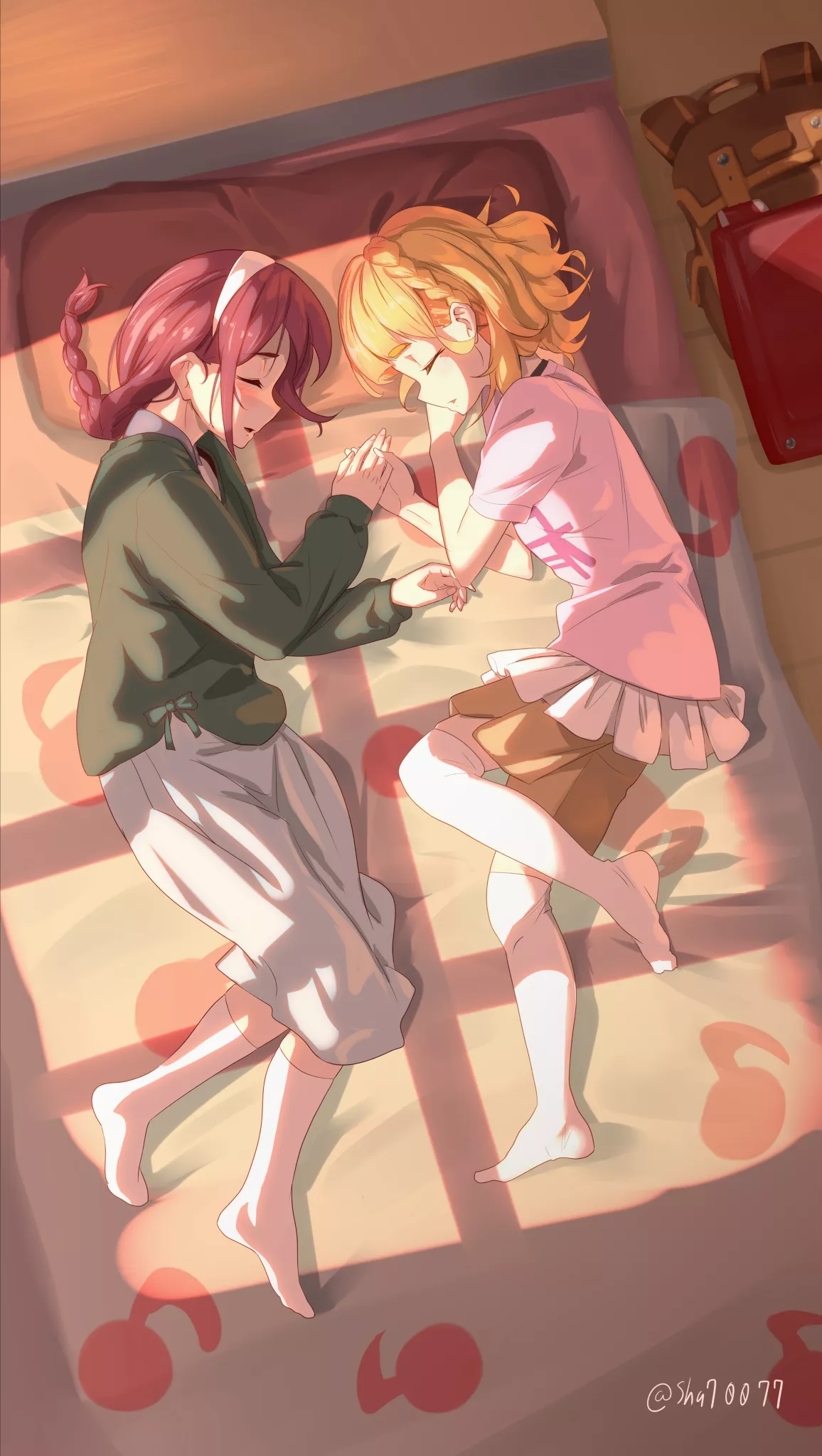 Sleeping next to each other (By shu7) [TheYuri is My Job!] posted by queshu22