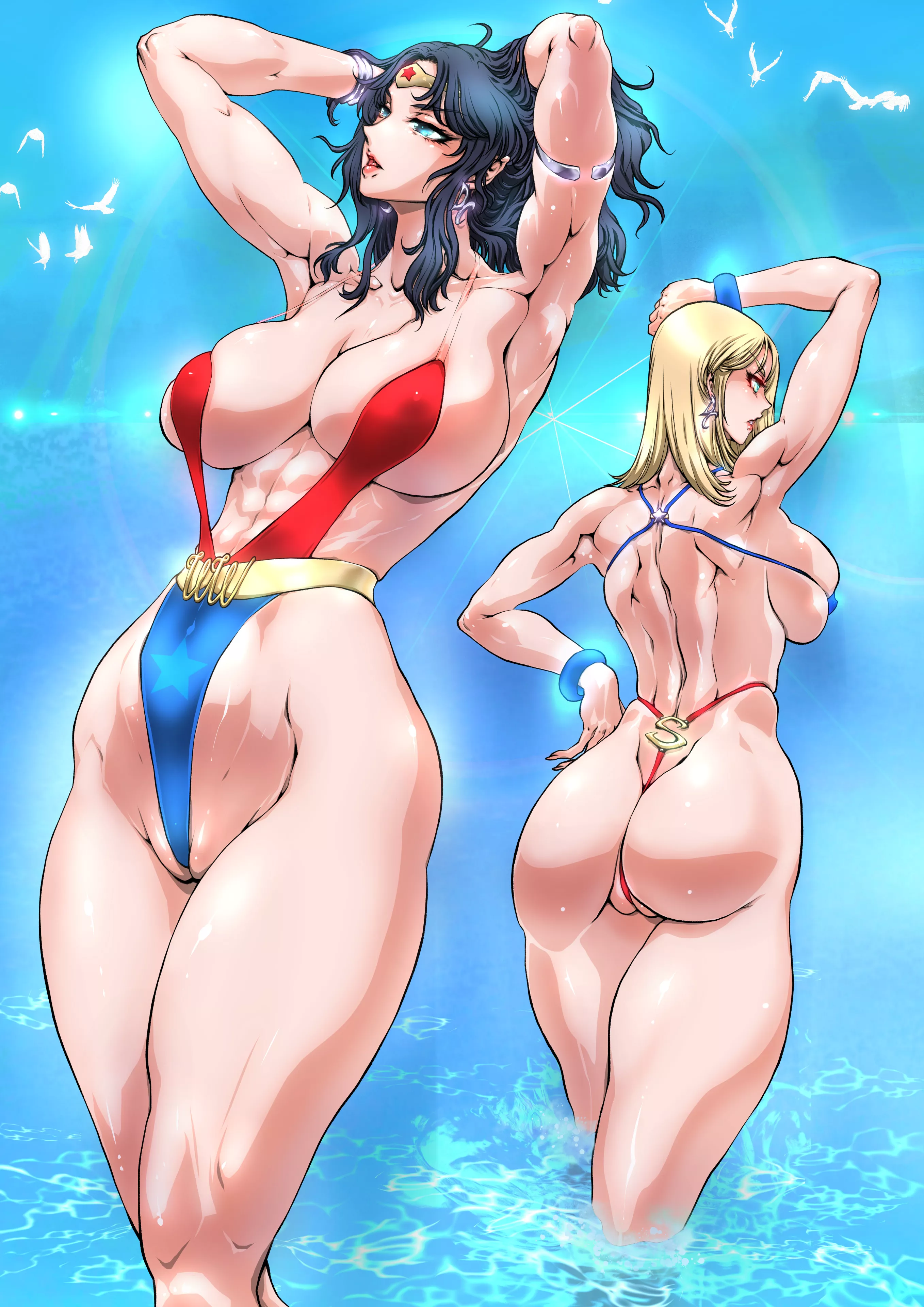 Wonder Woman & Super Girl [Artist: Yuriai] posted by ComaOfSouls