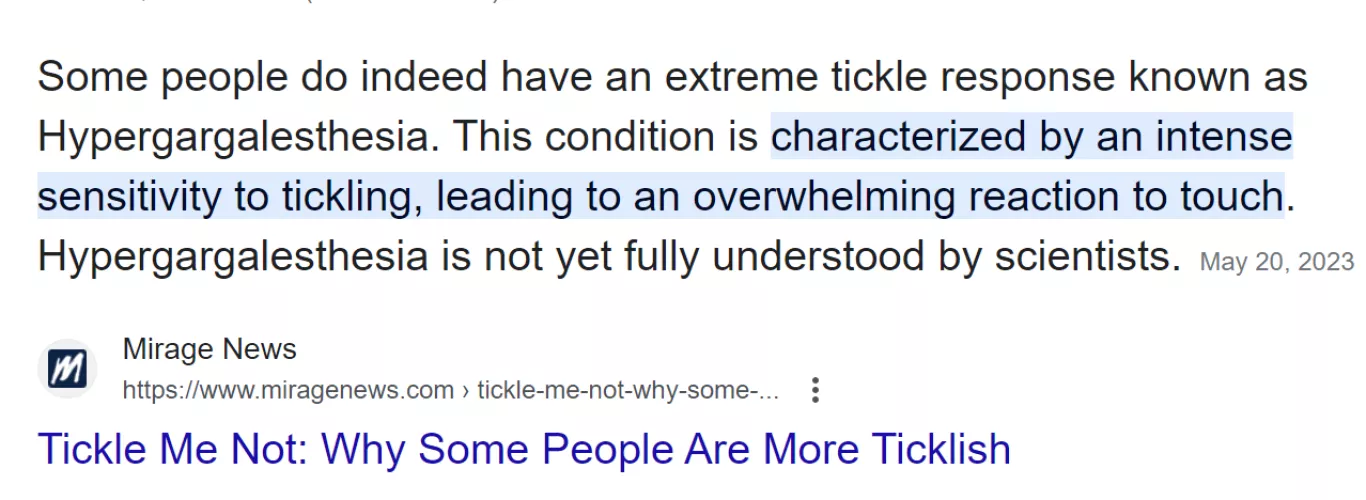 Apparently there's a disorder that can make someone extremely, extremely ticklish. Have you ever met anyone who you suspect has this disorder? by Swaagopotamus