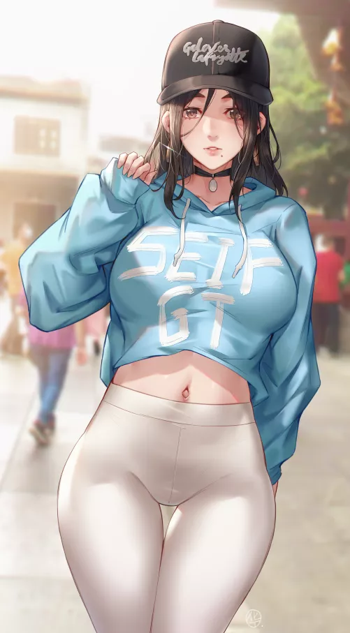 Blue Crop Hoodie by CheetahSperm18