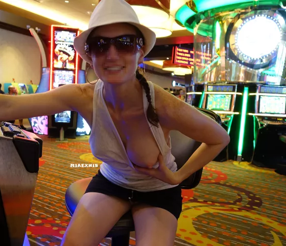 No panties and no bra at the casino 😜 [IMG] by miaexhib