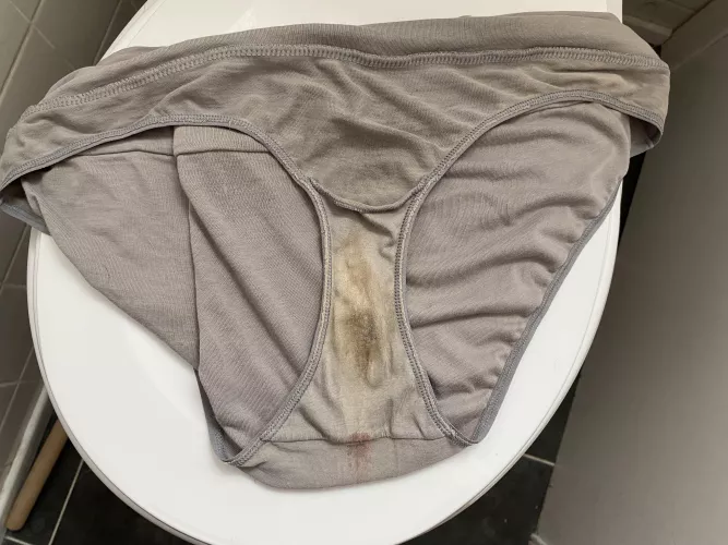 Wife’s granny panties fresh from the hamper. Nice stains by Fanoflife456321