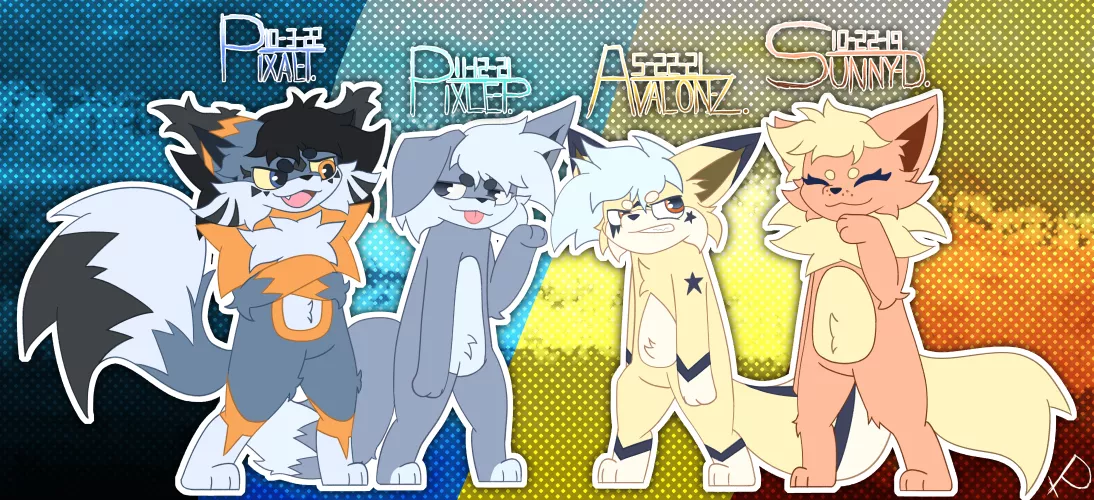 It's been a little over 4 years since I became a furry, so I decided to draw all my past fursonas (And my current sona of course) by GalliumYttrium69