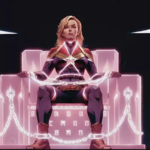 Captain Marvel tied up in magical chain. posted by SupaManhattan
