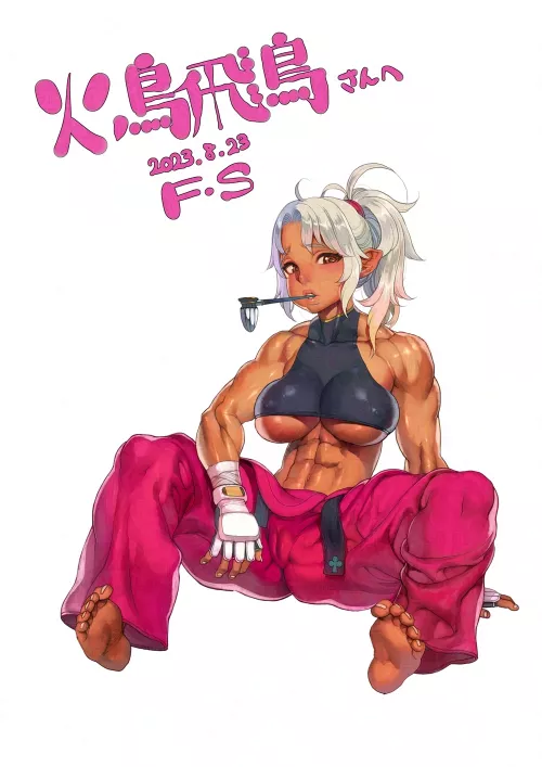 Dark skin muscle girl [Artist: F.S] by ComaOfSouls