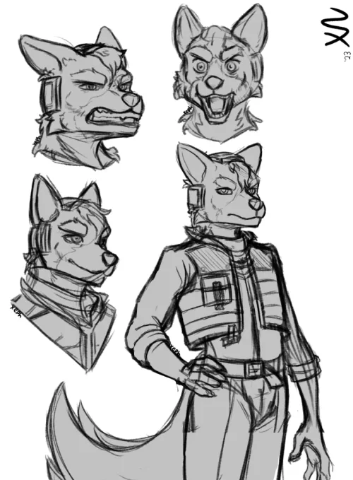 Fox McCloud Fanart Sketch Page (Art by me) by XephNezura