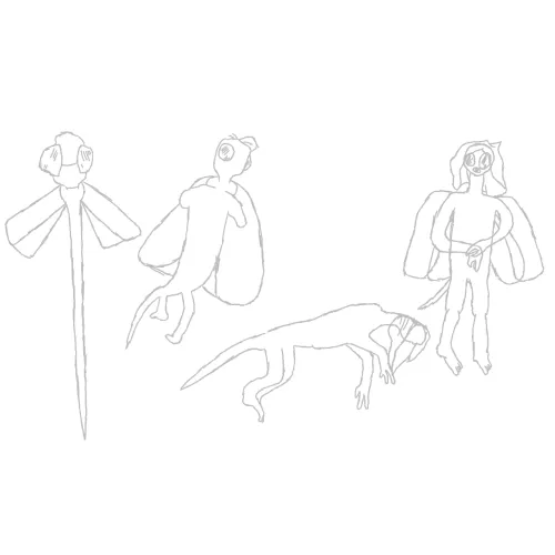 my partner, who is the cutest little thingie ever, decided to sketch this but thinks it's bad so i decided to post it for them because i think it's fun (admittedly i'm biased) by coffeeequalssleep