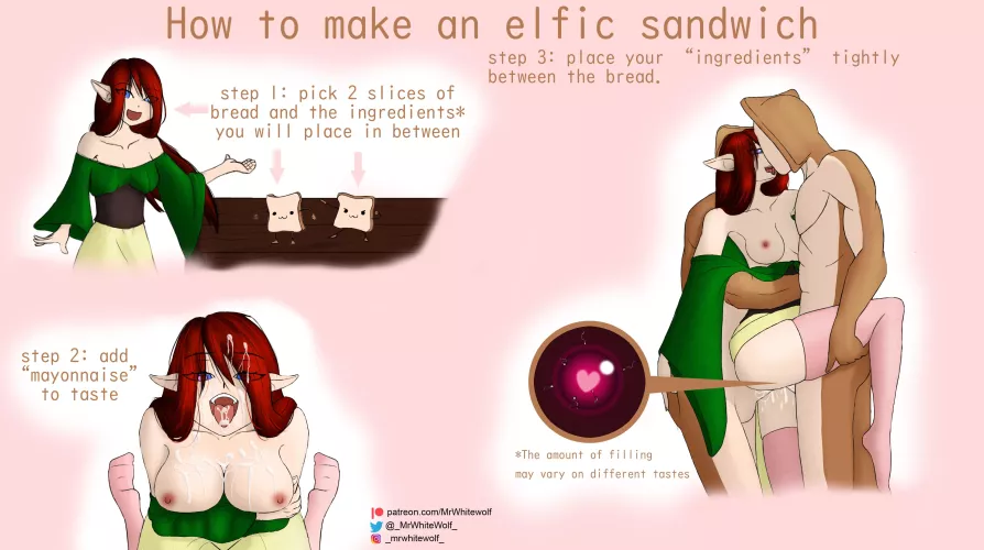New here. Have you ever wondered how elf sandwiches are made? well, here's a graphic guide by Mr_White_Wolf_