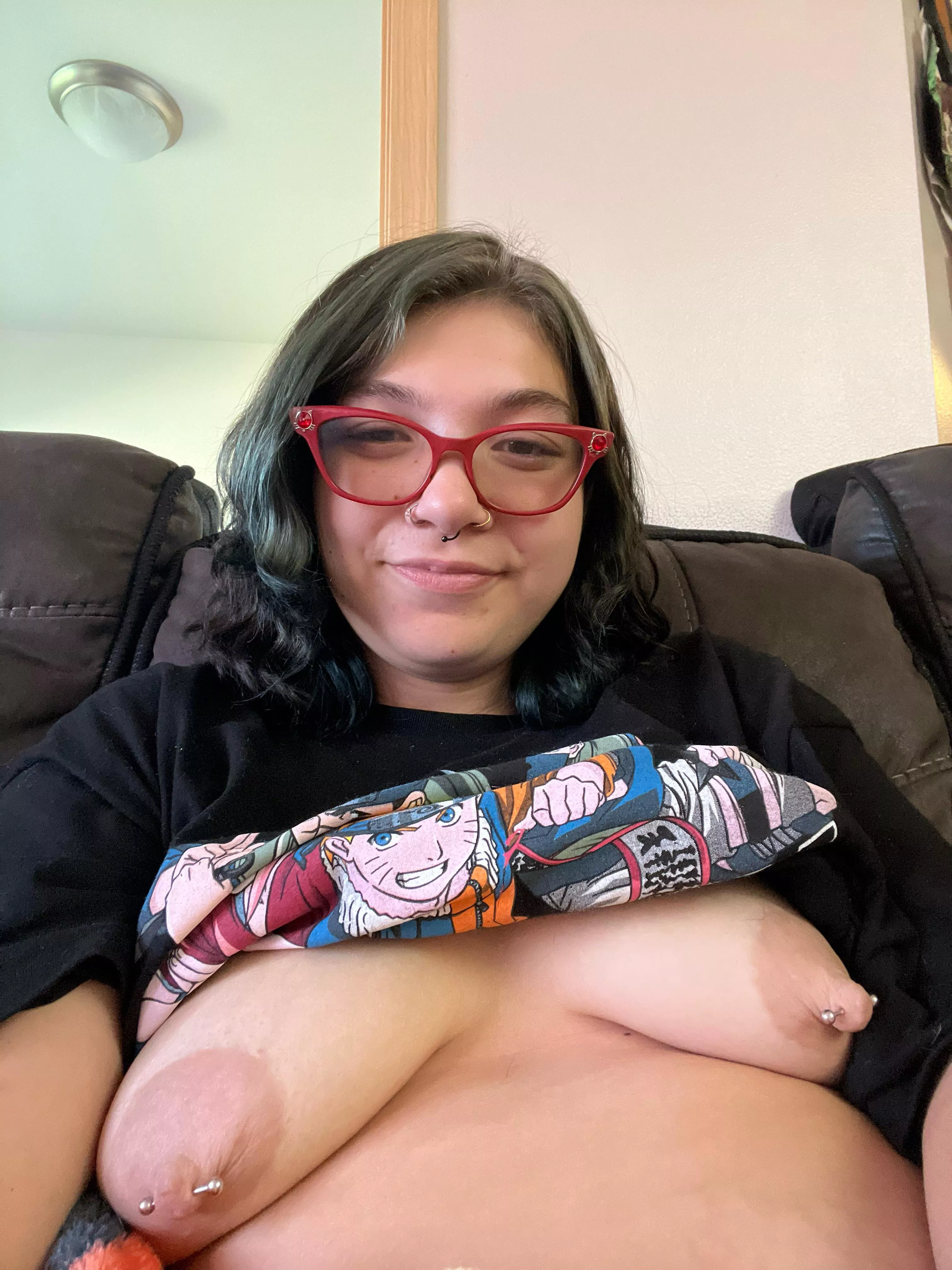 Sitting on my boobs waiting to be pulled longer posted by CrayCrayxRayRay