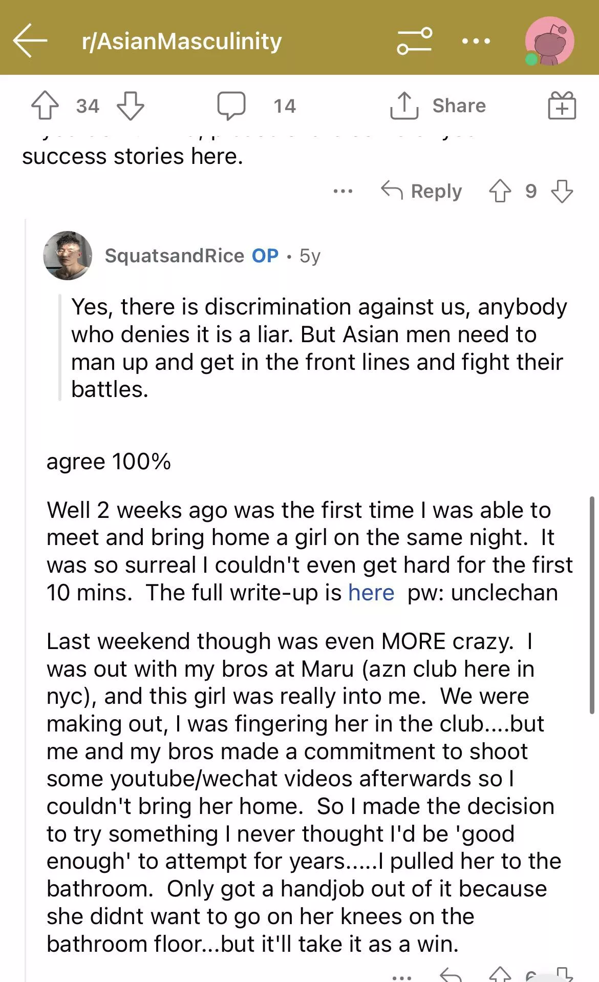 Why do straight Asian guys make these kind of posts and comments as if they’re proud? It sounds very pathetic and misogynistic. posted by OkCorner4872