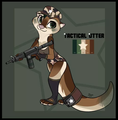 Tactical otter adopt🦦🔫(Art by me) details down below! by cylindercake