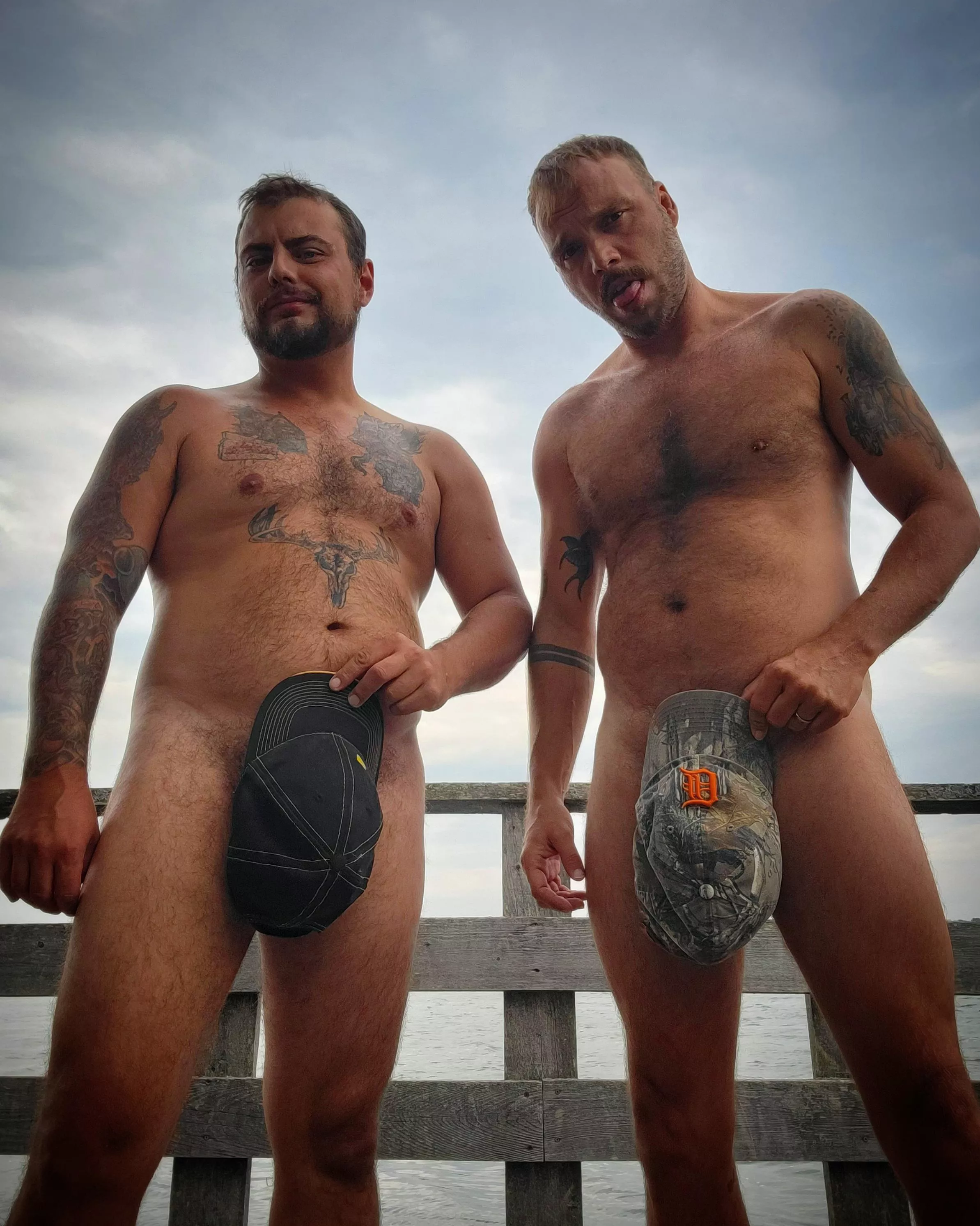 Two nice furry chests nude in public posted by LucasHardwood
