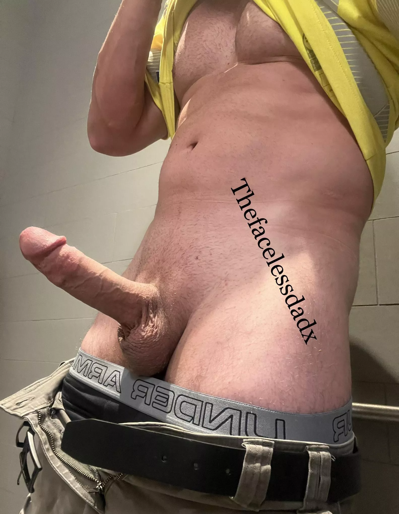 [33] Went to the coffee shop for a coffee… ended up getting rock hard while at work… posted by thefacelessdadx