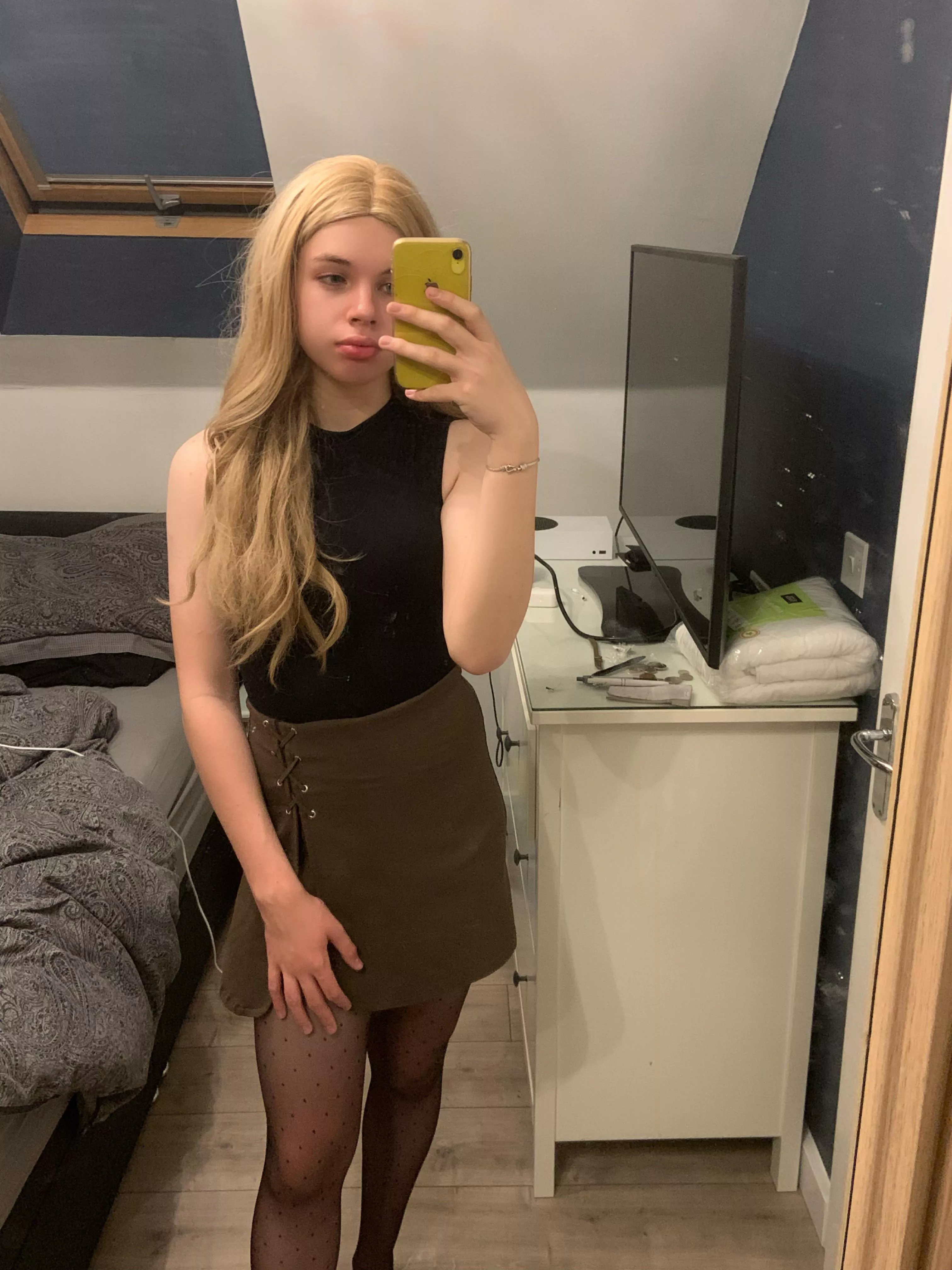 All you need is a cute outfit and a wig 😋 posted by Successful_Rock2880