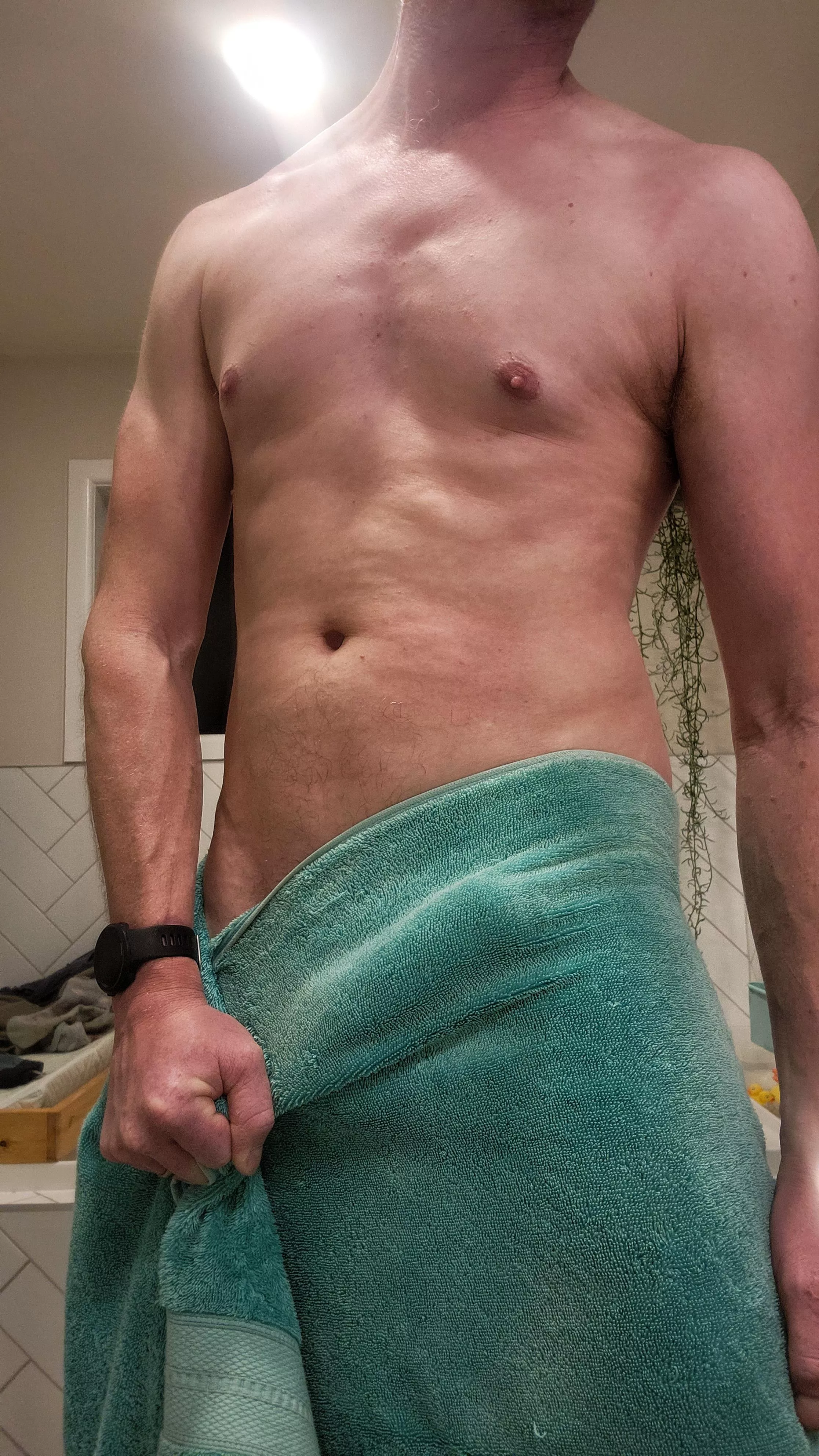 I'm just one sharp tug away from breaking what little modesty I have posted by Sch5ive