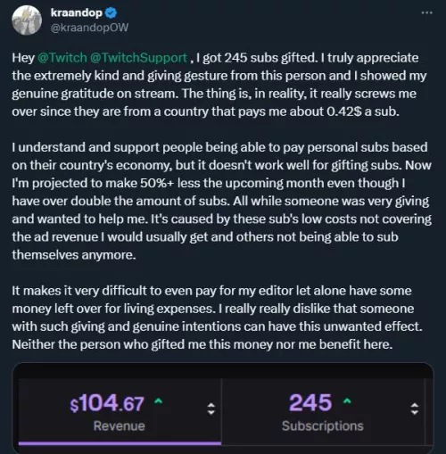 Gifting region based sub costs significantly lowering income by kraandopOW