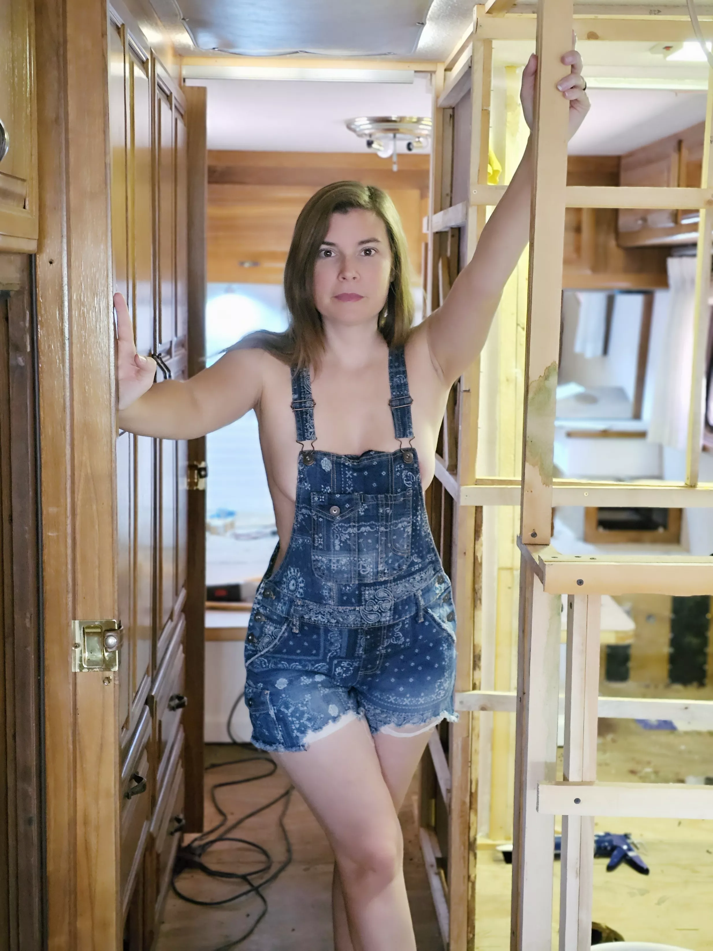 Working on my overalls posted by EvangelinaFey