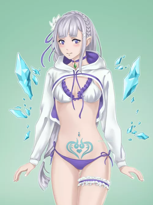 Emilia embarrassed in her new outfit (Aislinnvoyniche) by Kill3r5000