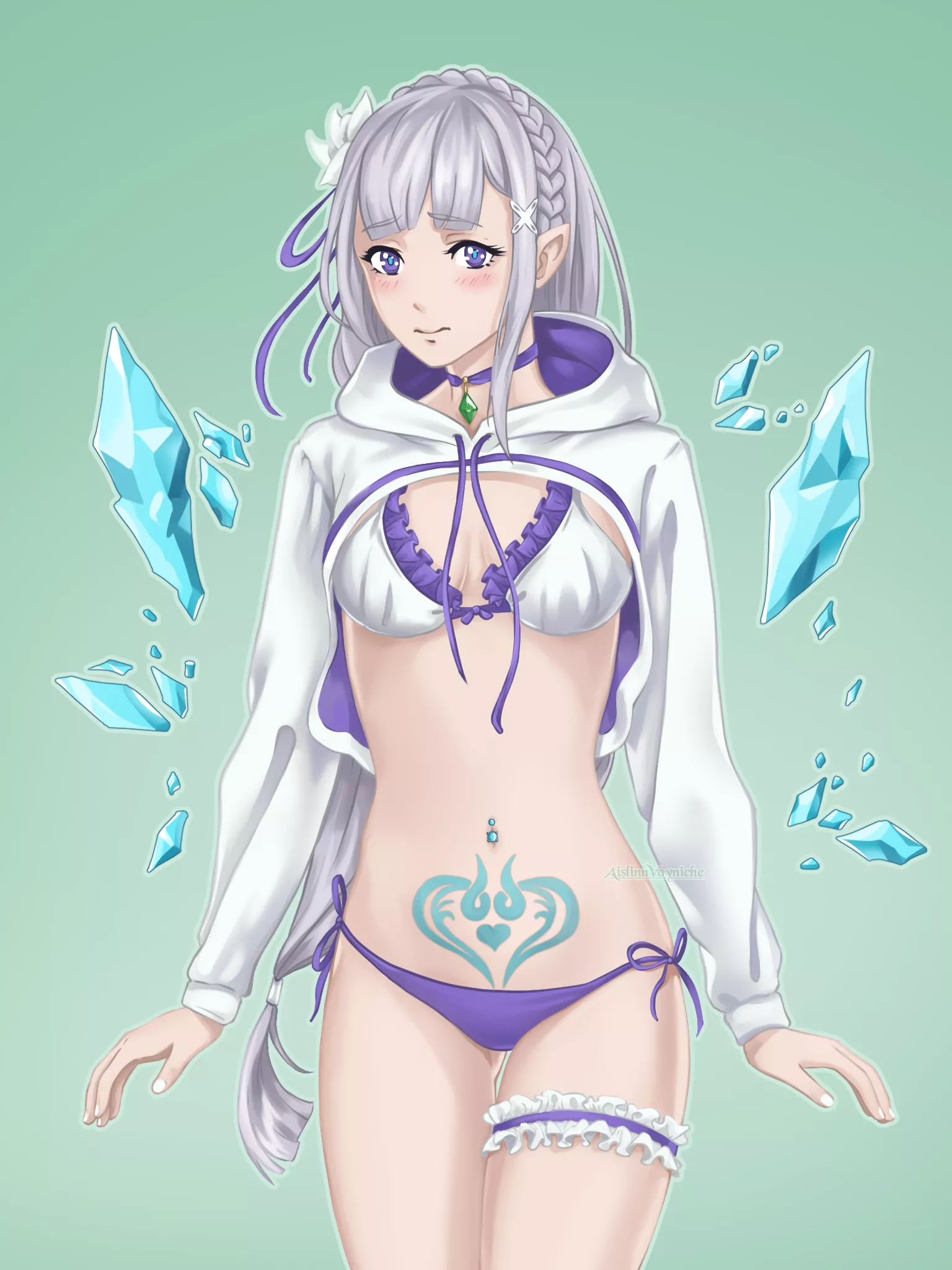 Emilia embarrassed in her new outfit (Aislinnvoyniche) posted by Kill3r5000
