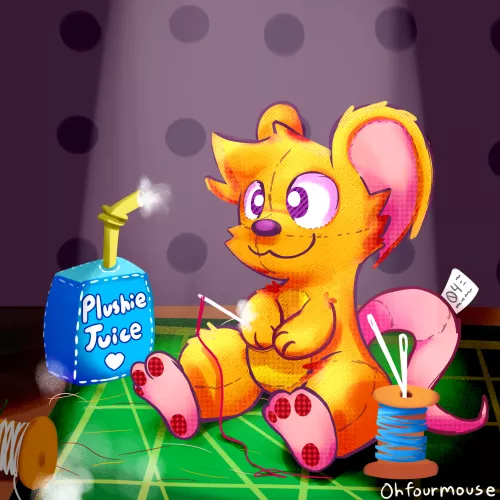 He drank the plushie juice by OhfourMouse