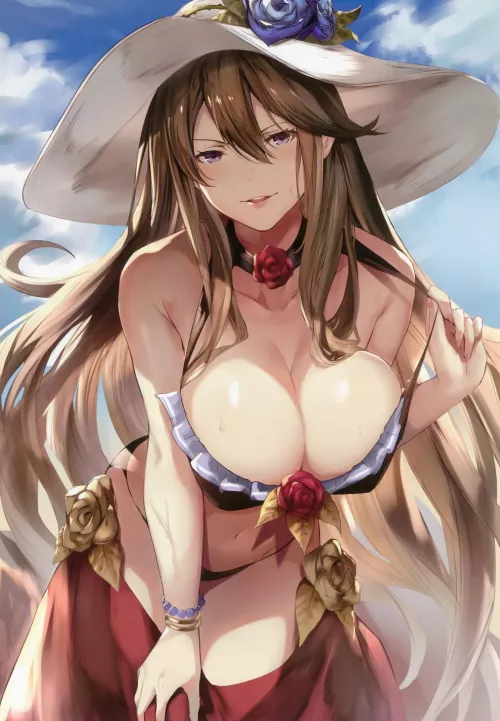 Lusty Rosetta Pulling Off her Bikini to Give a Sensual Invitation at the Beach [Grandblue Fantasy] (Sola) by ecchi_neko