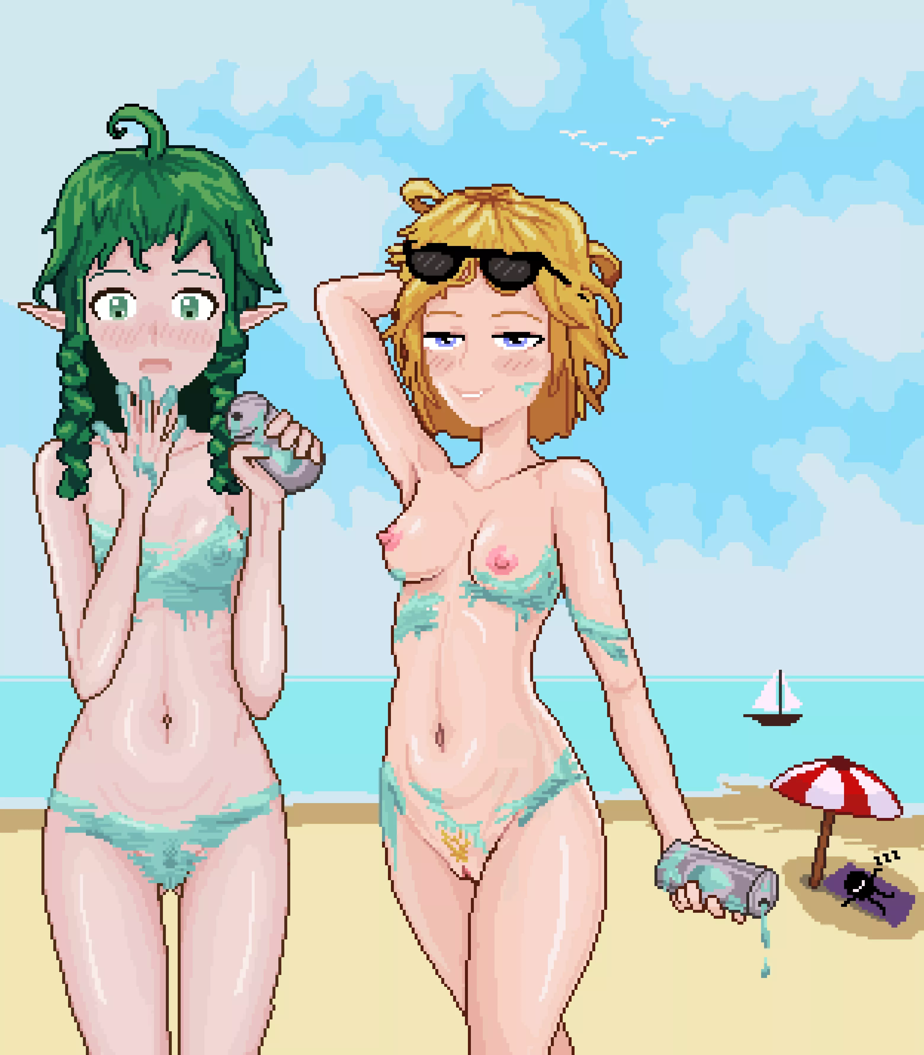 Painted on swimsuit - made with waterproof paint. (Hopefully) posted by Fluxfruit