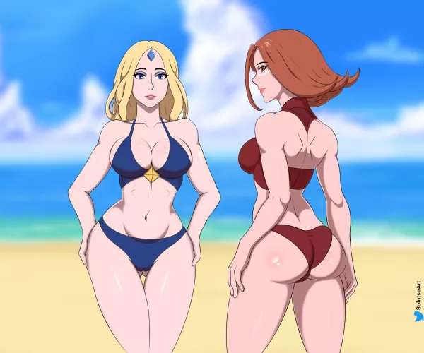 Rylai and Lina go to the beach for the last time before summer ends... by jotaroshar