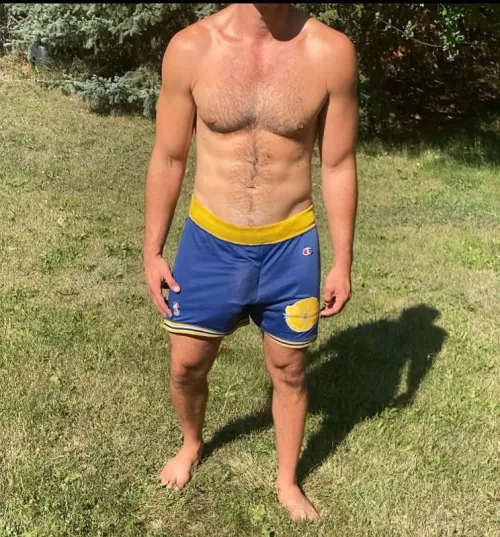 Thank goodness for basketball shorts on a hot summers day! by PouchUndiesintheWILD