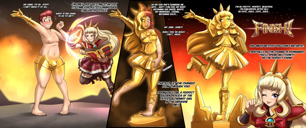 Cagliostro Makeover - Male to Statue TF by Redflare500 by AgenderChaos