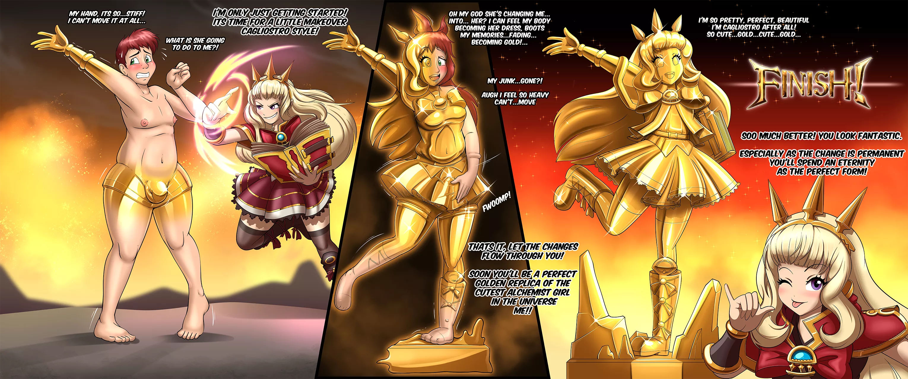 Cagliostro Makeover - Male to Statue TF by Redflare500 posted by AgenderChaos