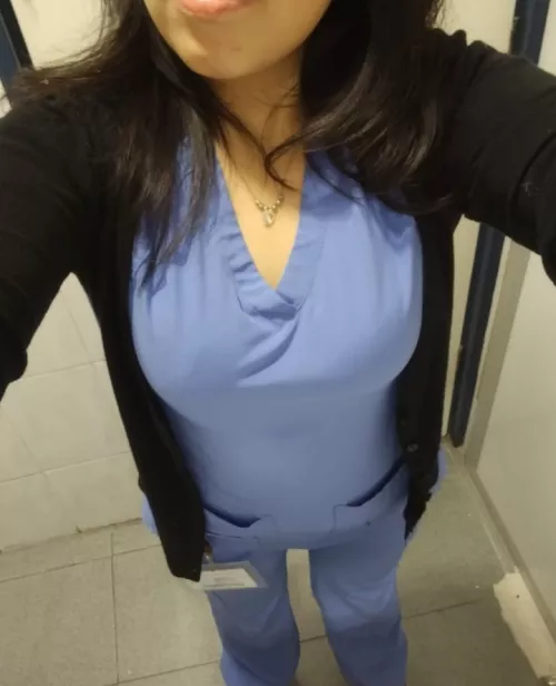 My breasts are small but cute and natural My blue scrub by cardiobsy