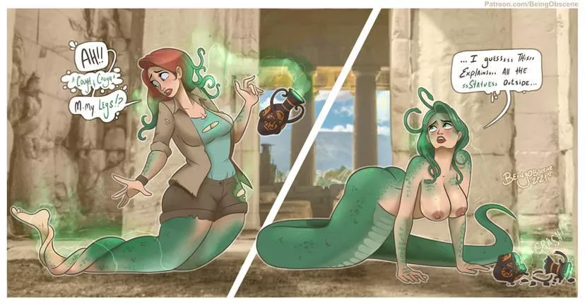 New Medusa - Female to Monster Girl TF by BeingObscene posted by AgenderChaos