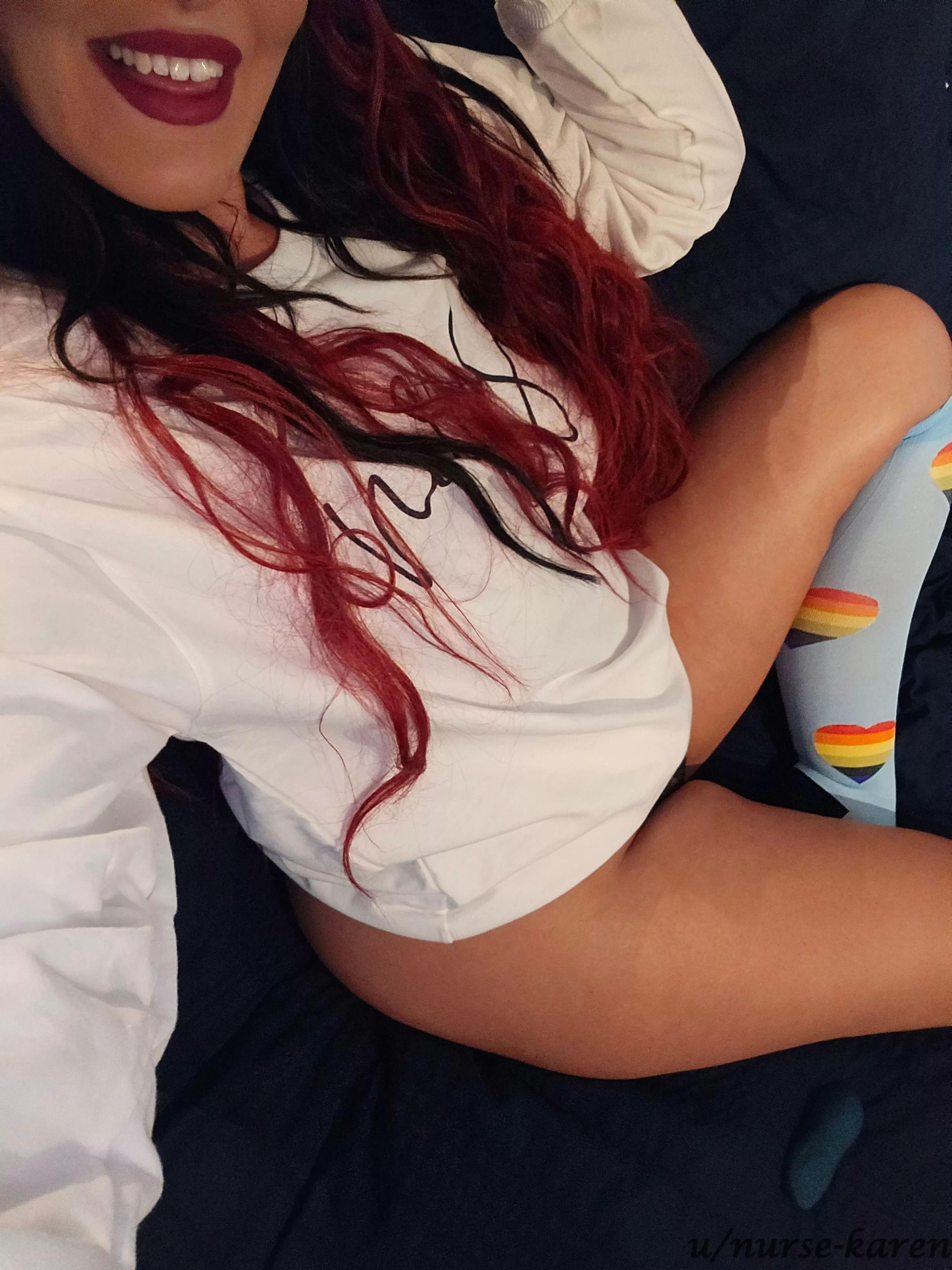 after a long shift she is definitely looking for some stress relief posted by Nurse-Karen