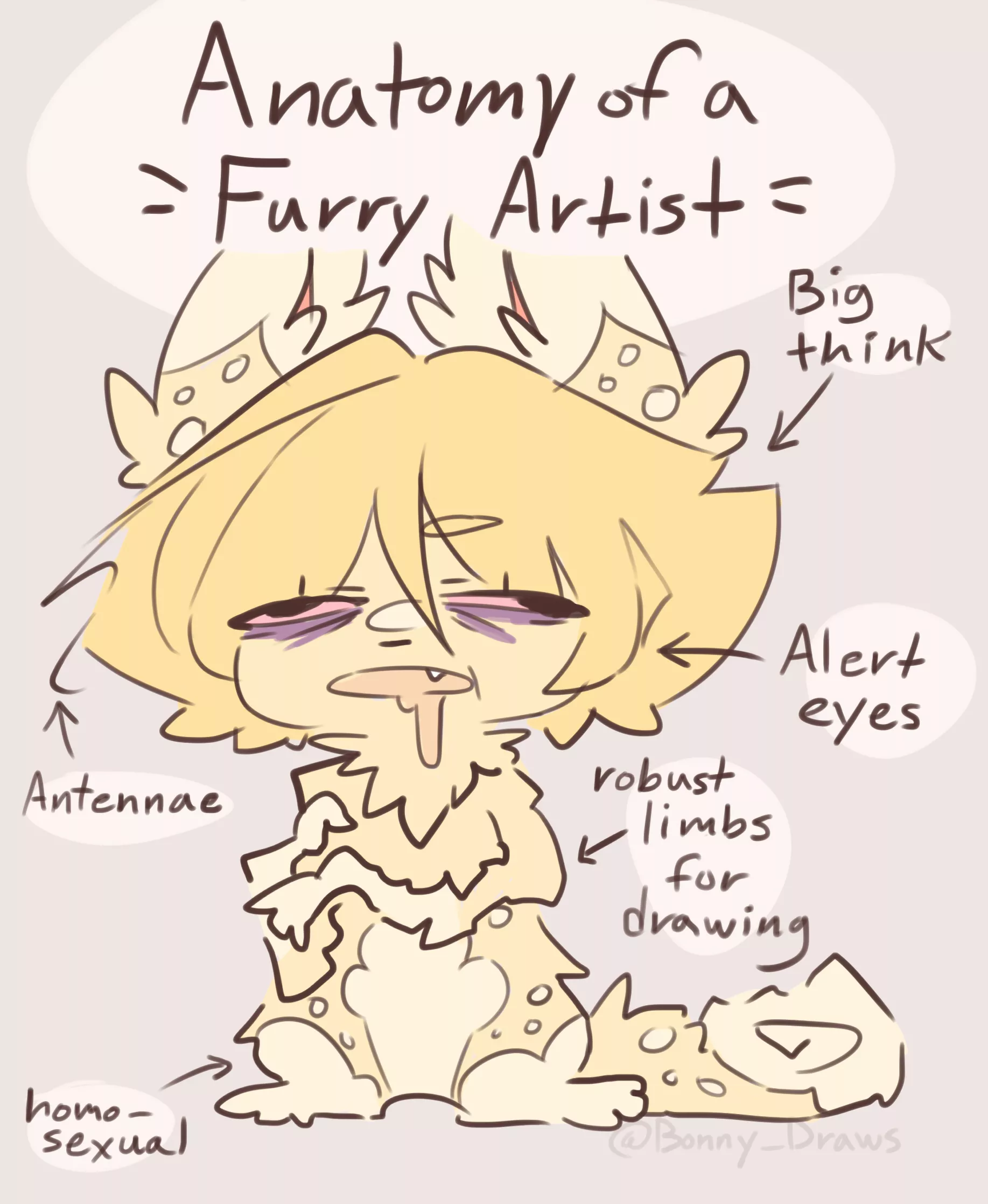 (art by me) Anatomy of a Furry Artist posted by BonnyDraws