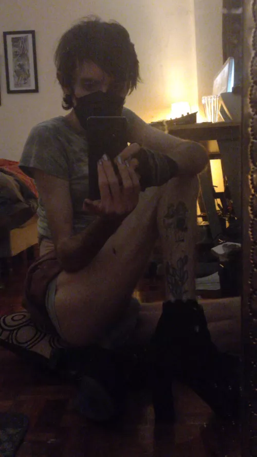 Blonde slut likes to kneel on heels. by Ok-Top149