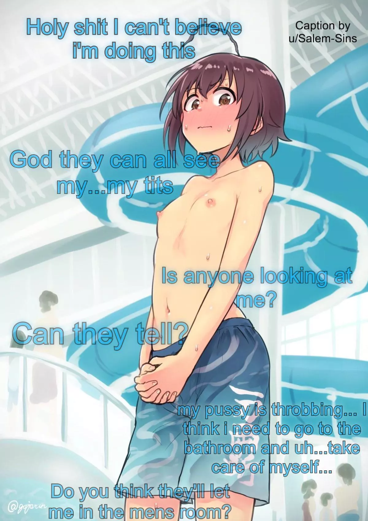 Boys swimsuit challenge [F] [Public] [Risky] [Cross Dressing] [Inner Thoughts](Artist: ごじゃるん ) posted by Salem-Sins