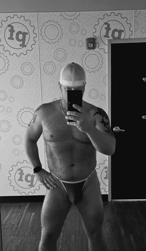 Just got done tanning. Got a new bikini my wife bought me. How you like them. by Letsgoblue4845