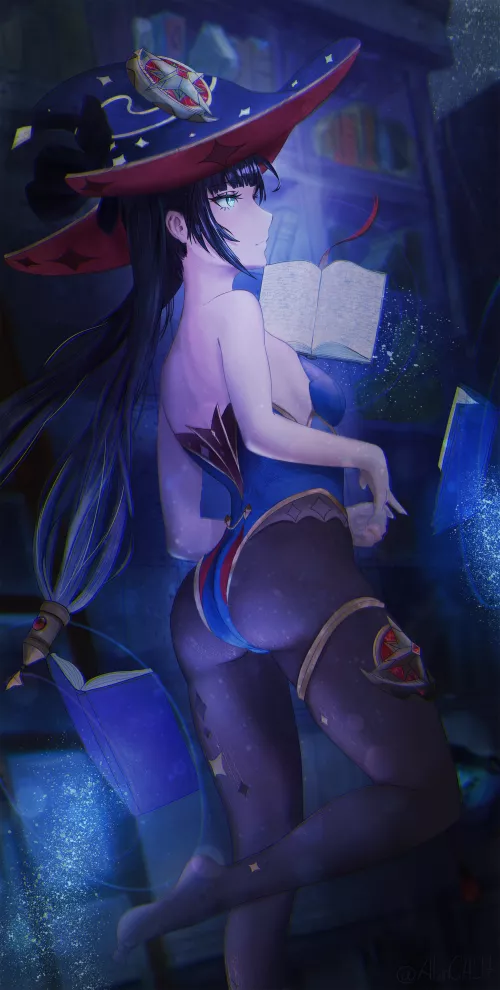 Mona in library ^^ [Genshin Impact] by Employer-Alone