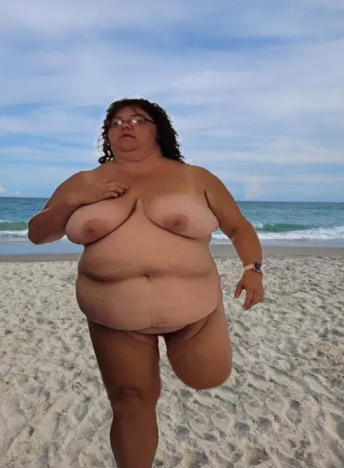 Imagine my sand and salty titties flopping up and down as I hop through the sand. by haaappeeegrrrl1977