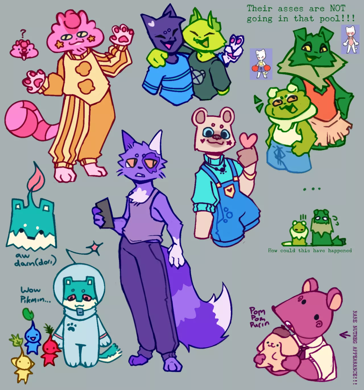 anthro practice :< (of me n my friends shared characters) posted by soupbirded
