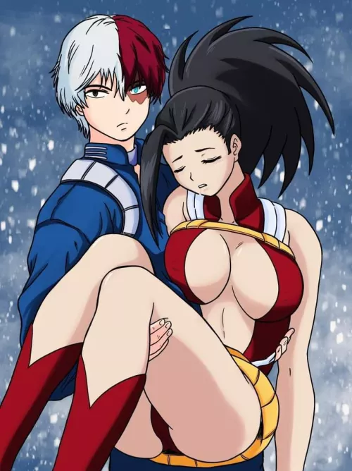 Shoto rescues an unconscious Momo! (Cuttlesquid) by CypherSM