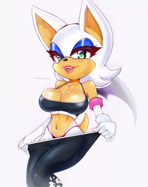 That sports bra can barely hold Rouge's melons (Artist:DarkMoney1) by White-Whiskey