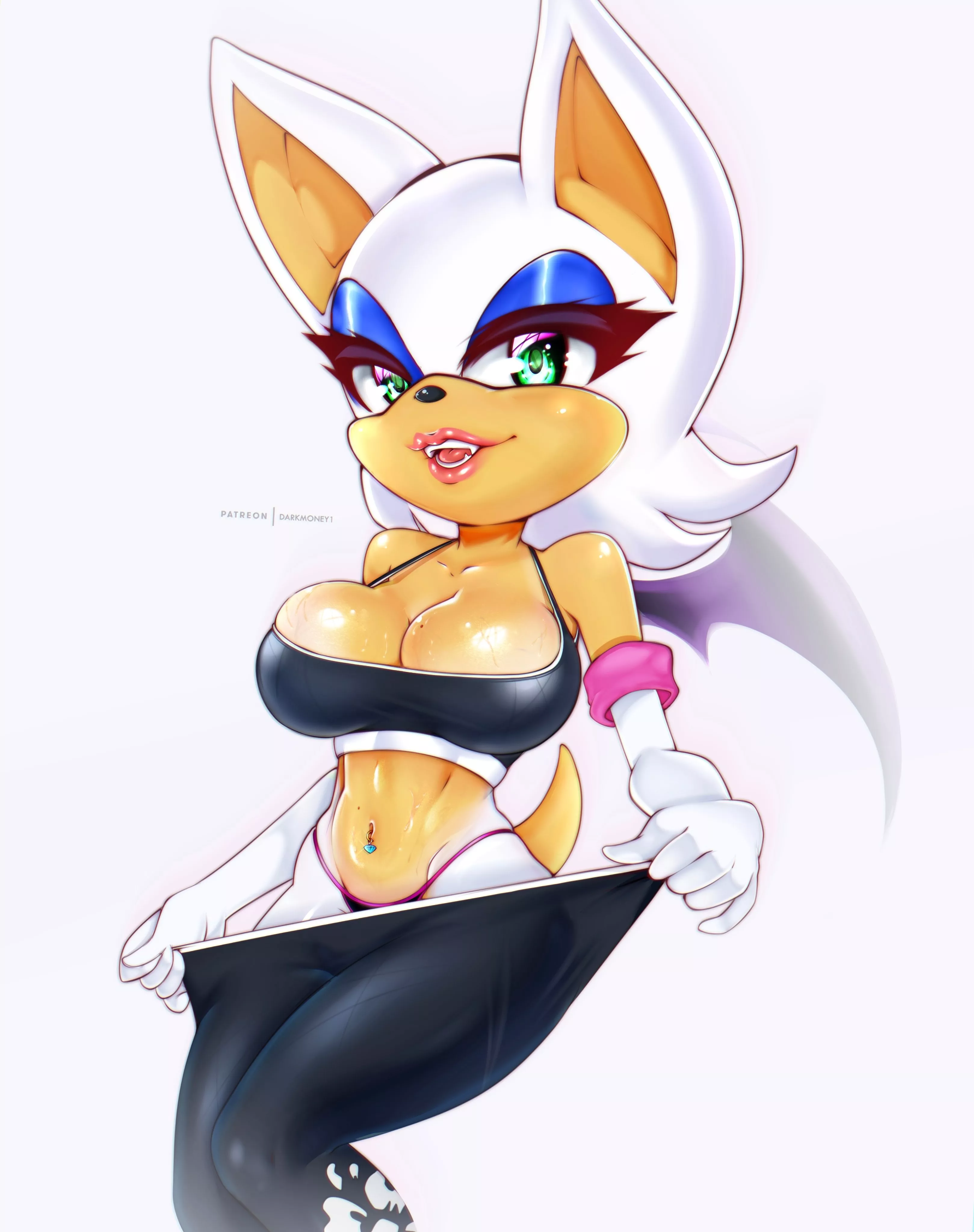 That sports bra can barely hold Rouge's melons (Artist:DarkMoney1) posted by White-Whiskey