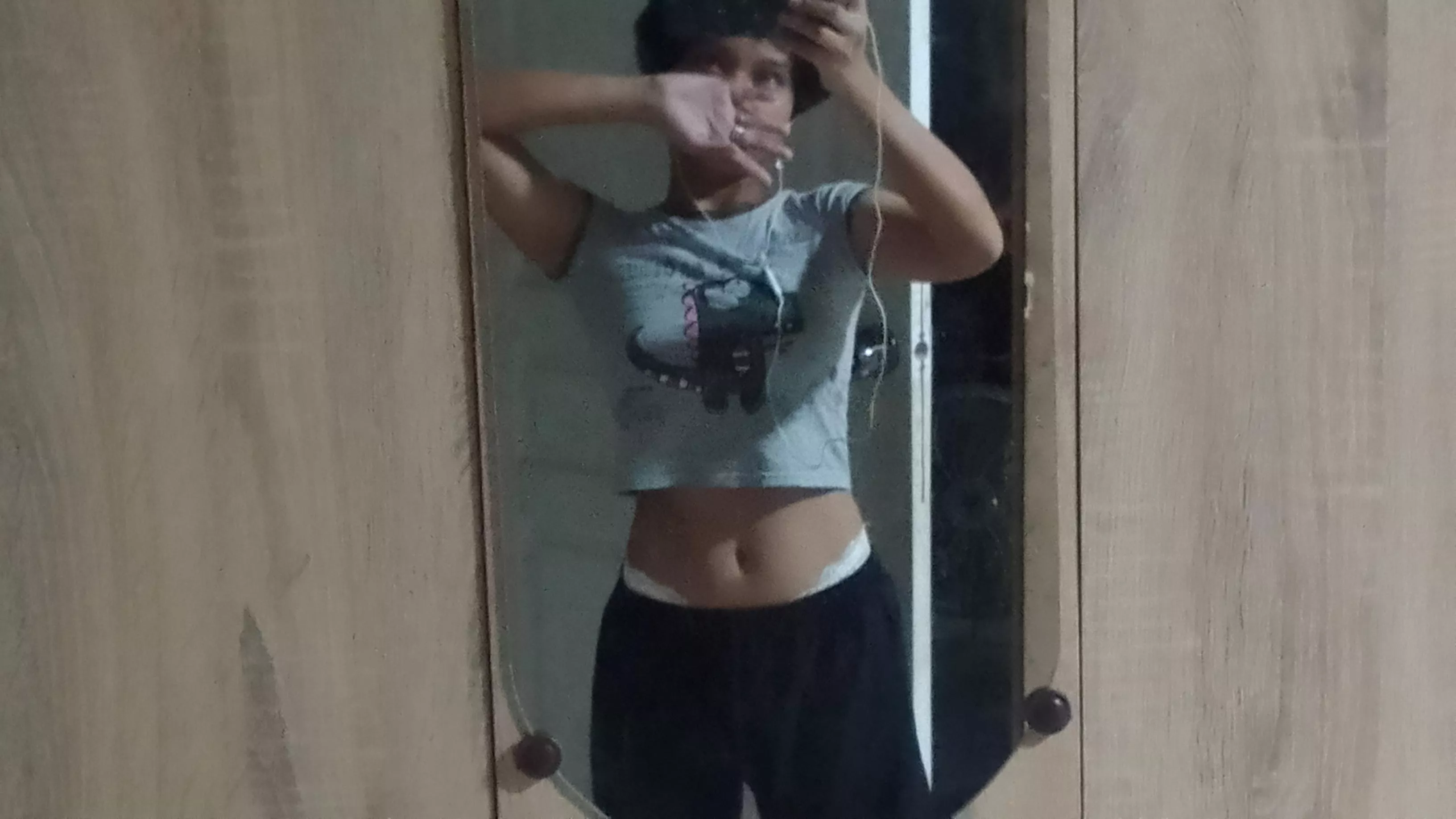 Wearing my old toddler t-shirt now looks like a cute crop top:3 posted by Mimi_mi17