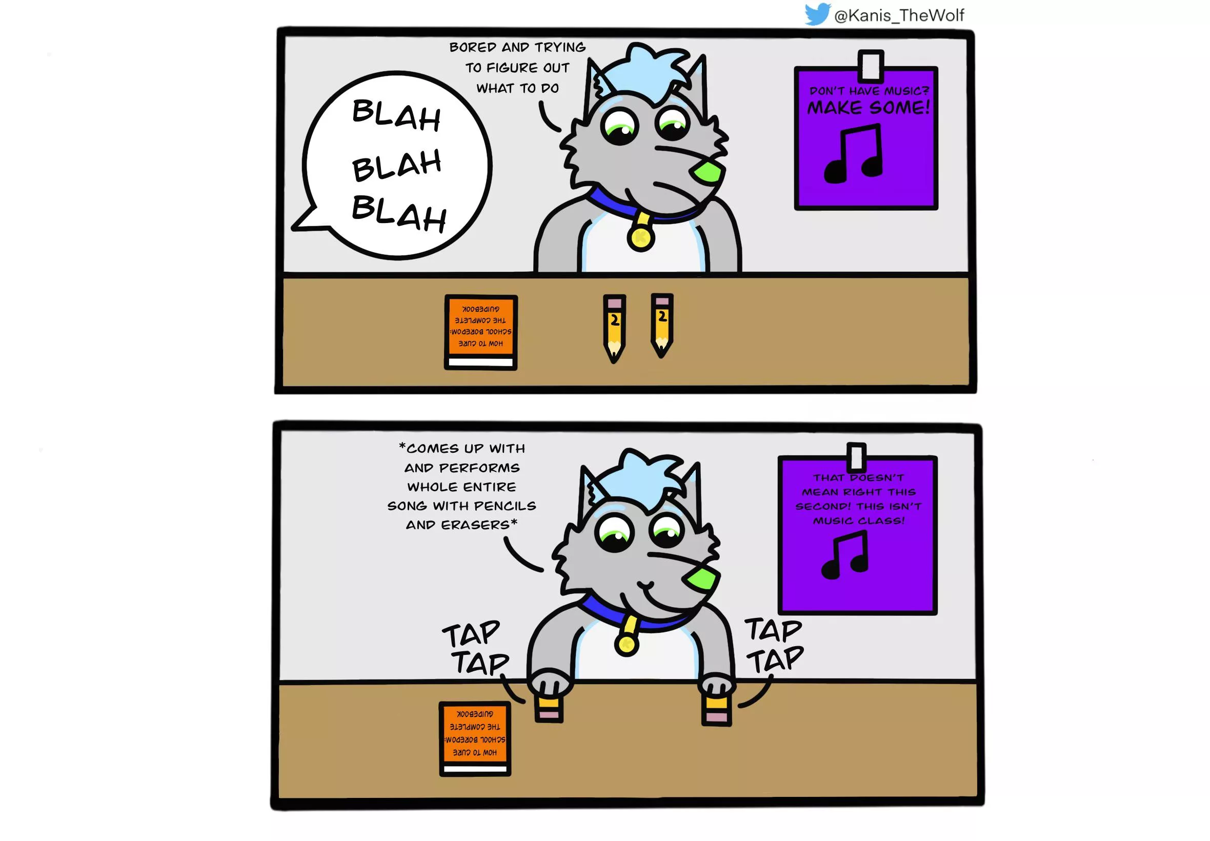 When you’re bored in school and you don’t know what to do: posted by KanisTheArcticWolf