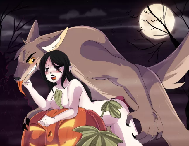 Werewolf fucking her on a pumpkin (Spookyat) by sir_kiwi_bird