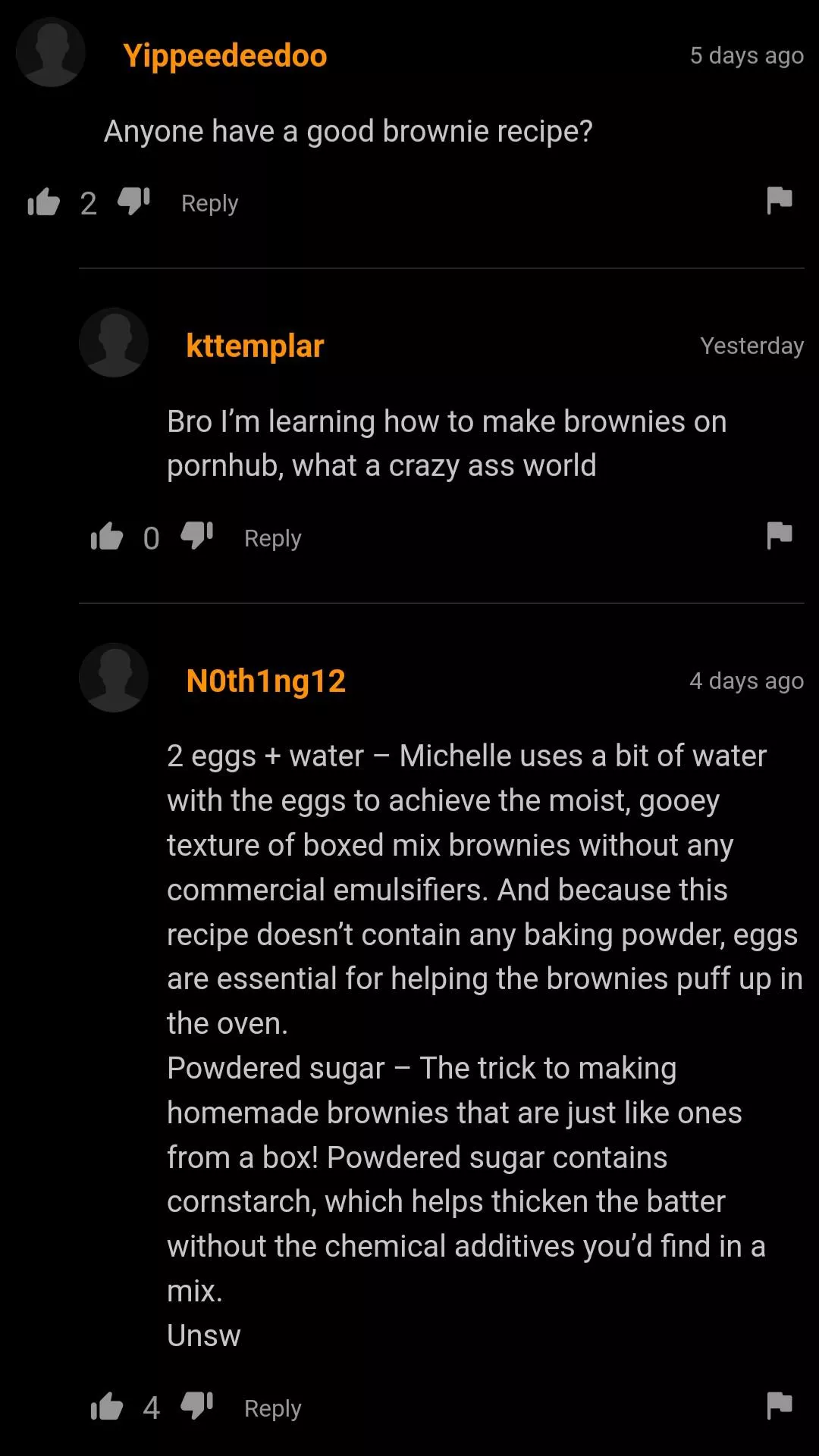 Brownie recipe 😋 posted by RiriDumDum123