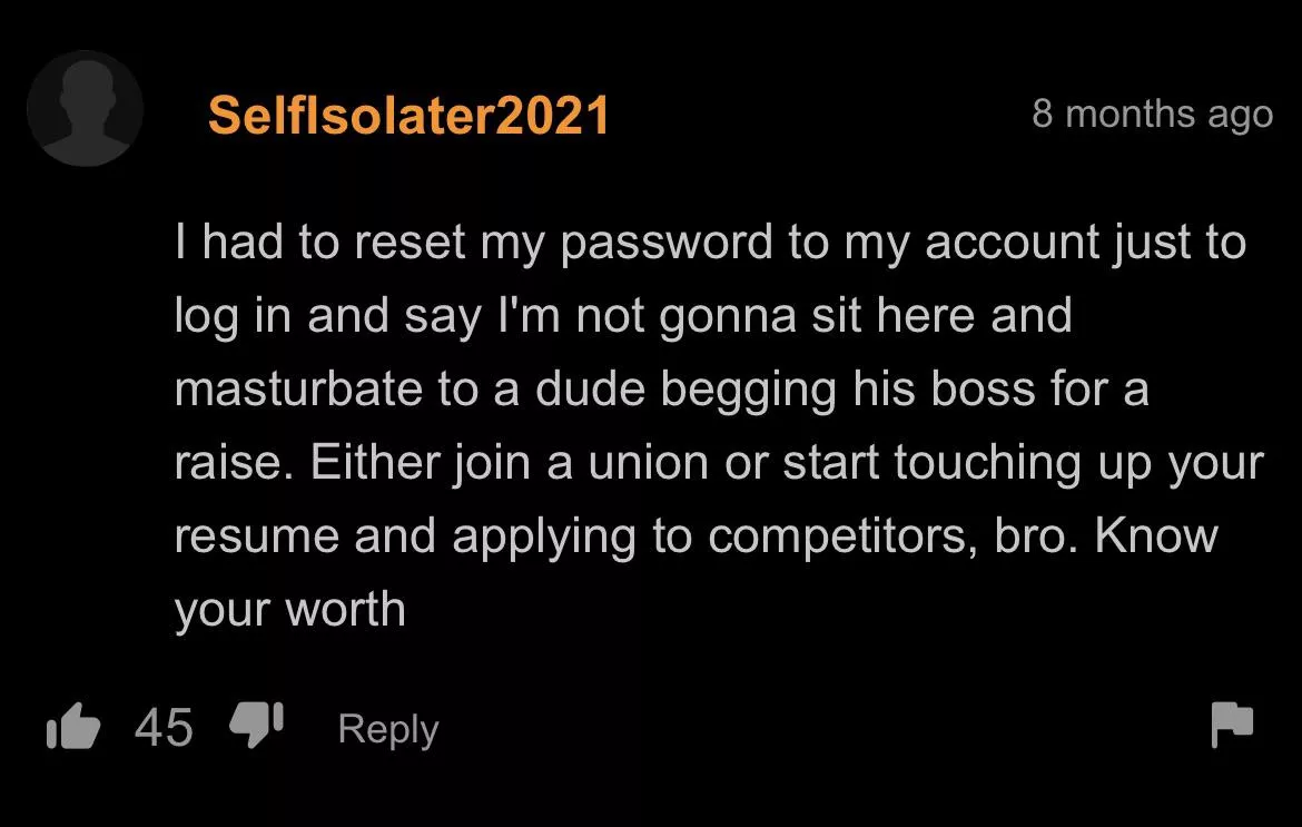 Know your worth bro posted by pintperson