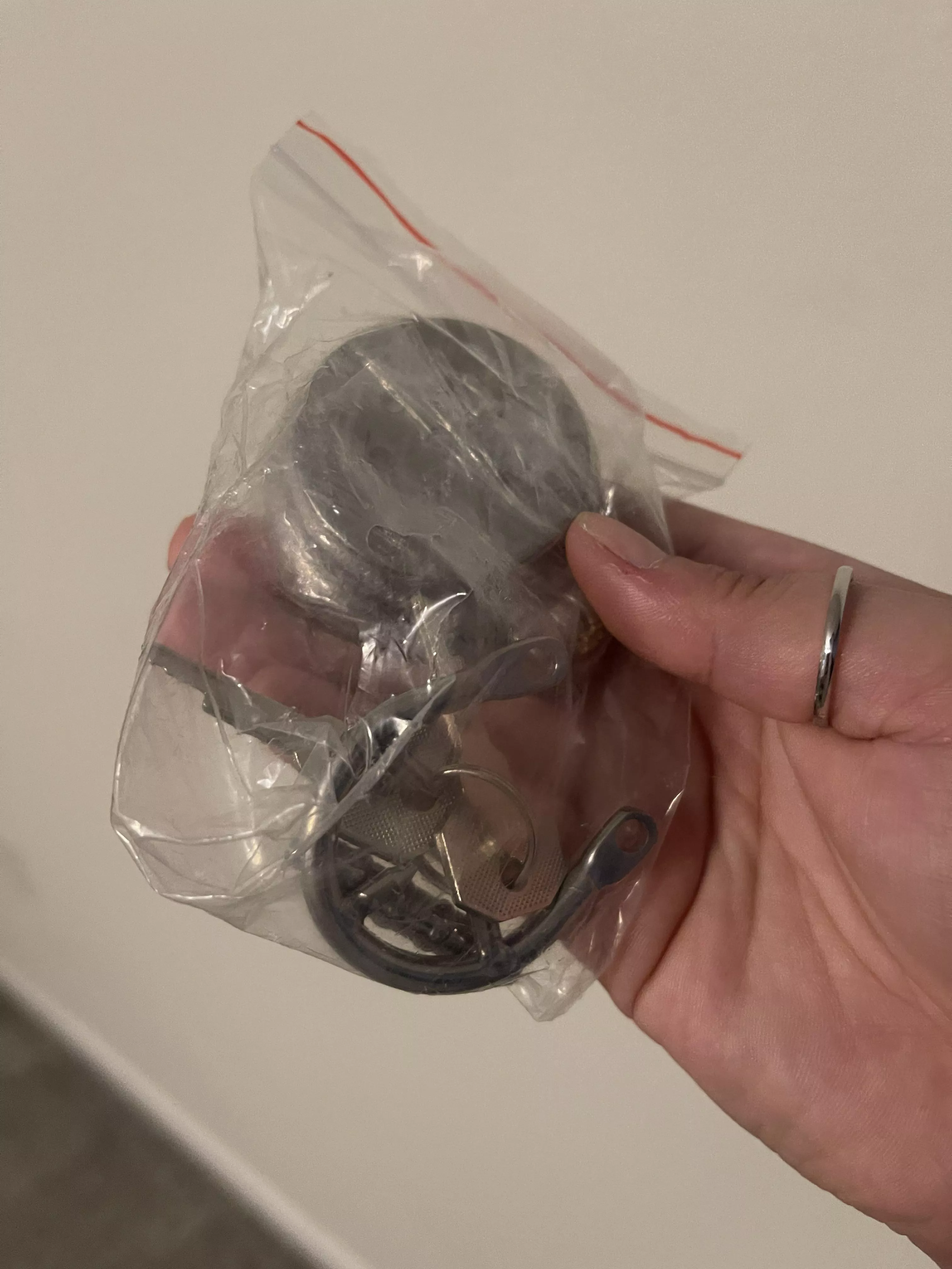 Look what came in 👀 he doesn’t know it yet, but he will be locked up tonight, flat 🤫 posted by Interestedfreak69